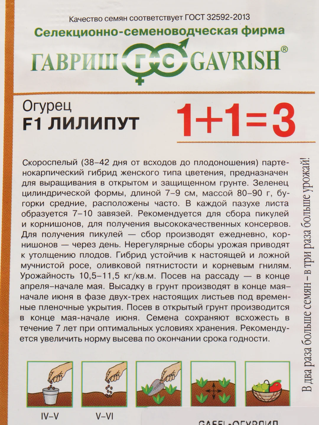 Огурец Гавриш "Лилипут", 20 штук