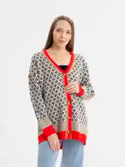 Красный кардиган удлиненный