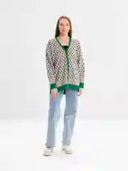 Зеленый кардиган удлиненный