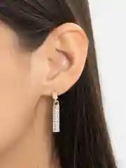 Золотой серьги висячие, со стразами, вечерние