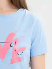 Небесно-голубой футболка женская, с принтами "Сердце", "Лапка", "След"