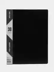 Папка LINEAR, с прозрачными вкладышами, 30 листов, черная
