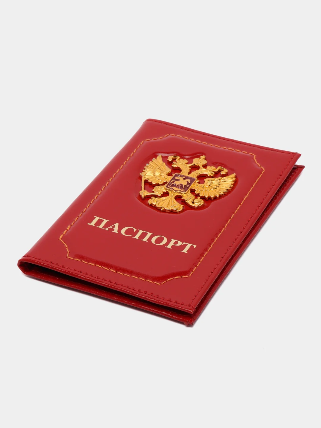 Красный обложка для паспорта "Герб", кожаная