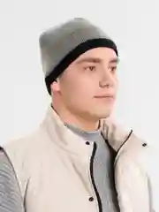 Черный шапка-бини "Барри" мужская, вязаная, с подкладом на флисе