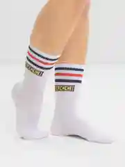 Синий носки женские высокие, спортивные, с принтом, плотные