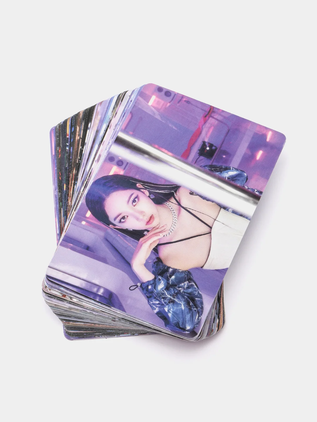 Фиолетовый карточки женских k-pop групп TWICE, AESPA, IVE, NewJeans, 55 штук