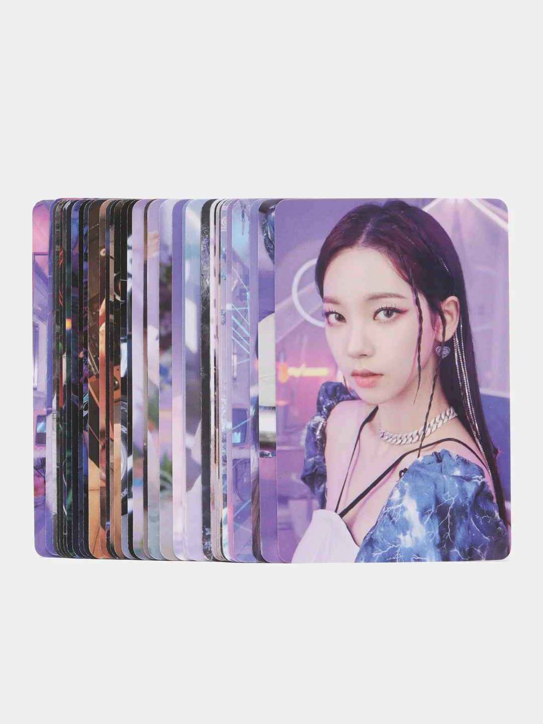 Фиолетовый карточки женских k-pop групп TWICE, AESPA, IVE, NewJeans, 55 штук