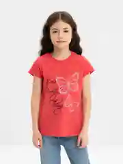 Алый футболка детская для девочки, 100% хлопок, 8 - 12 лет
