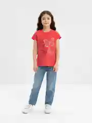 Алый футболка детская для девочки, 100% хлопок, 8 - 12 лет