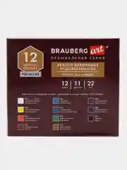 Краски акриловые художественные BRAUBERG ART PREMIERE, набор 12 штук, в тубах по 22 мл