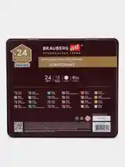 Карандаши художественные цветные BRAUBERG ART PREMIER, акварельные, 24 цвета, грифель 4 мм