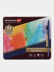 Карандаши художественные цветные BRAUBERG ART PREMIER, акварельные, 24 цвета, грифель 4 мм