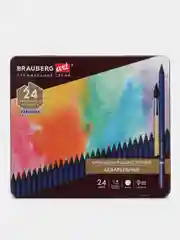 Карандаши художественные цветные BRAUBERG ART PREMIER, акварельные, 24 цвета, грифель 4 мм