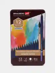 Карандаши художественные цветные BRAUBERG ART PREMIERE, акварельные, 12 цветов