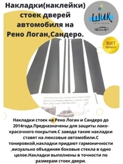 Накладки-наклейки стойки дверей автомобиля Рено Логан 1, Сандеро 1