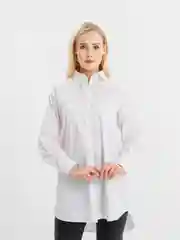Молочный рубашка женская с длинным рукавом, оверсайз