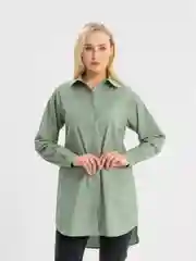Приглушённый хаки рубашка женская с длинным рукавом, оверсайз