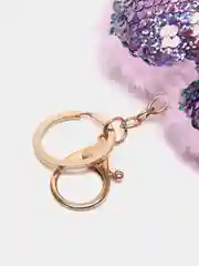 Фиолетовый брелок для ключей, Брелок меховой, с паетками, брелок на рюкзак