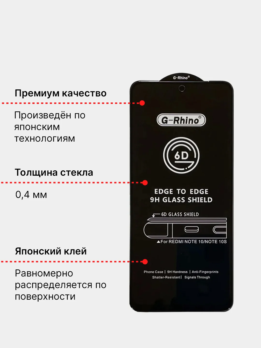 Защитное стекло G-Rhino Xiaomi Redmi Note 10/11/11T/Pro/Poco M4 Pro/M5/X4