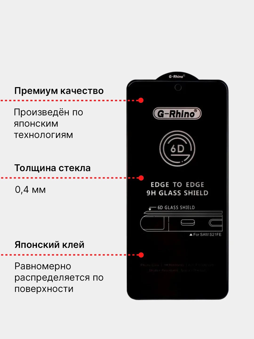 Защитное стекло G-Rhino для Samsung A53/А54/А52/А73/S21 FE/S22/S23/A30/A32/A22/M32/M31s