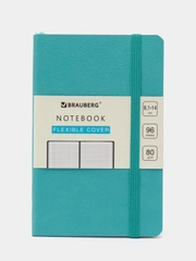 Блокнот BRAUBERG ULTRA, А6, клетка, бирюзовый, под кожу, 80 г/м2, 96 листов
