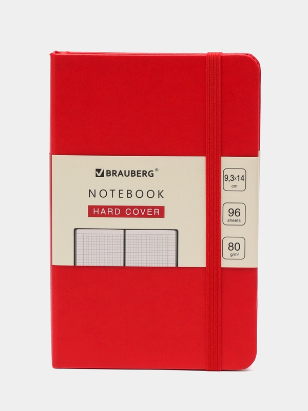 Блокнот BRAUBERG ULTRA А6, клетка, красный, балакрон, 80г/м2, 96 листов