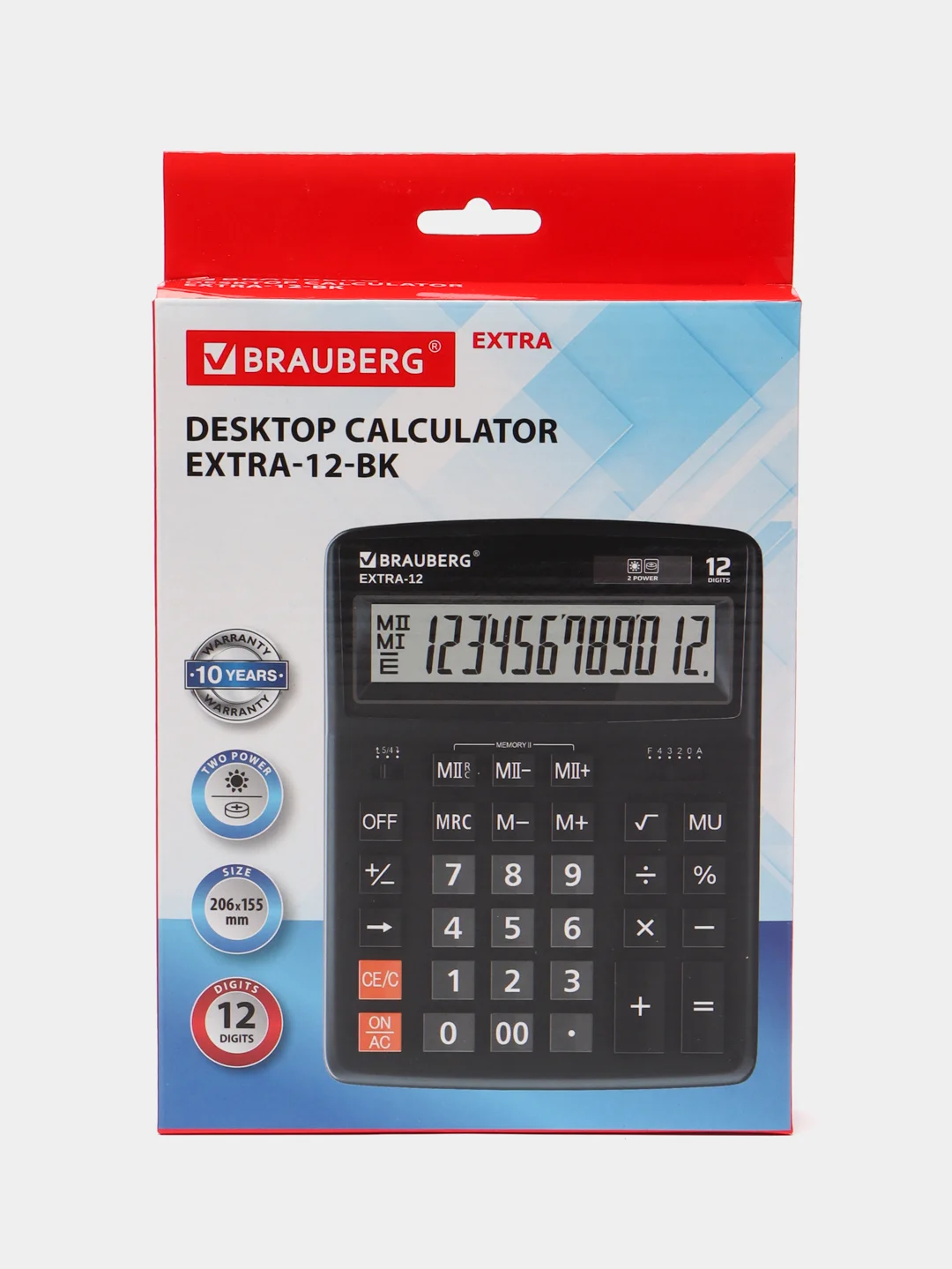 Калькулятор настольный BRAUBERG EXTRA-12-BK, 206 x 155 мм, 12 разрядов, черный