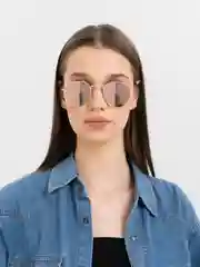 Розовый солнцезащитные очки, круглые
