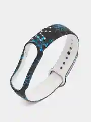 Черный ремешок для Xiaomi Mi Band 5, 6, силиконовый, с принтом