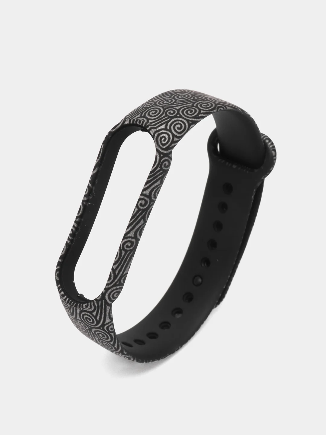 Серый меланж ремешок для Xiaomi Mi Band 5, 6, силиконовый, с принтом