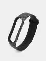 Серый меланж ремешок для Xiaomi Mi Band 5, 6, силиконовый, с принтом