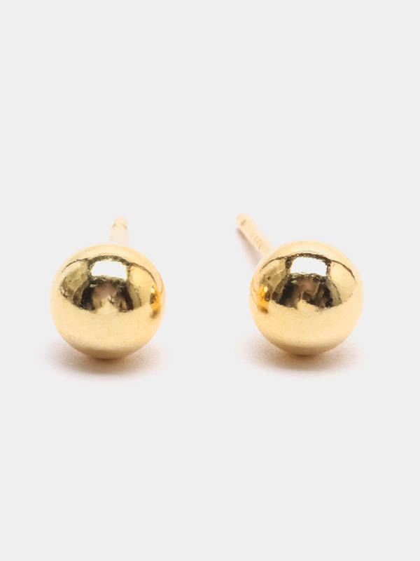 Серьги-гвоздики, с позолотой 18k