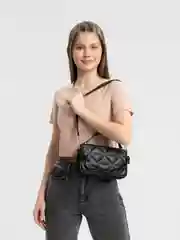 Сумка женская, кросс боди, через плечо, стеганная, чёрная