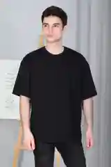 Черный футболка оверсайз, унисекс, 2097Ф