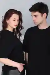 Черный футболка оверсайз, унисекс, 2097Ф