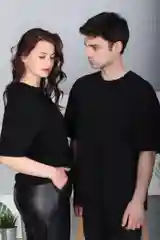 Черный футболка оверсайз, унисекс, 2097Ф