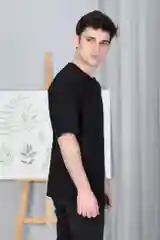 Черный футболка оверсайз, унисекс, 2097Ф