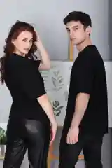 Черный футболка оверсайз, унисекс, 2097Ф