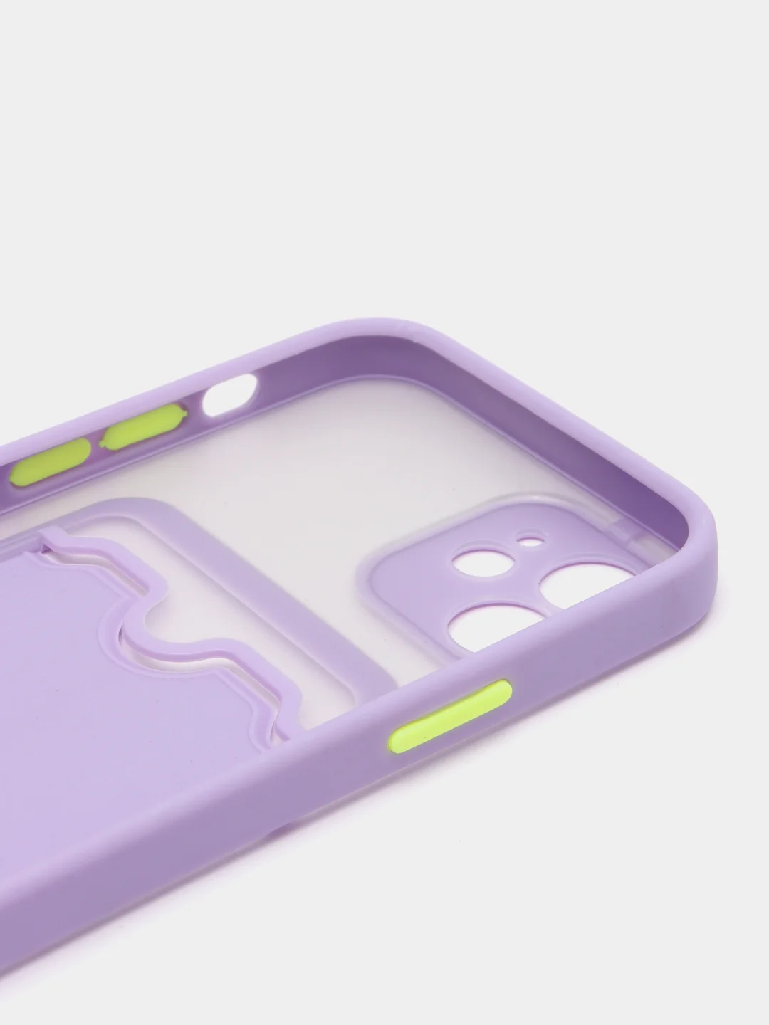 Лавандовый чехол на iPhone XR, X, XS, 11, 12, 12Pro, 13, 13 Pro, с карманом для карт