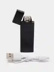 Черный зажигалка-usb электронная, импульсная