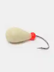 Белый мормышка Lumicom рыболовная, зимняя, фосфорная капля большая