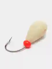 Белый мормышка Lumicom рыболовная, зимняя, фосфорная капля большая