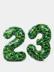 Цифры шары набор  "23 февраля", камуфляж хаки зеленые