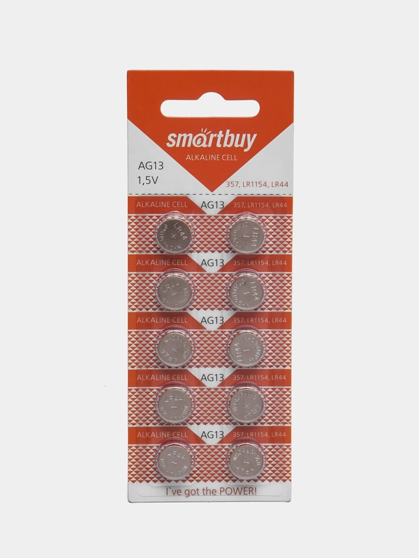 Батарейки 10 шт, Smartbuy AG13 (LR44, L1154, A76, G13, SR44, V13GA), для игрушек