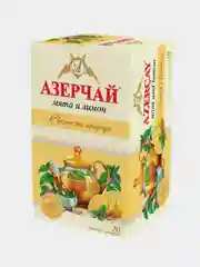 Чайный напиток АЗЕРЧАЙ "Свежесть природы" с мятой и лимоном зеленый, 20 пакетиков