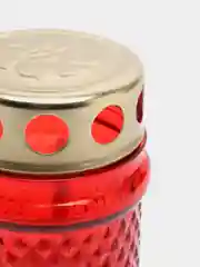 Зеленый лампада неугасимая, стеклянная, рифленая, со свечой, с крышкой, 10,5*5,5 см