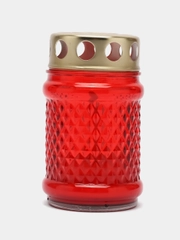 Лампада неугасимая, стеклянная, рифленая, со свечой, с крышкой, 10,5*5,5 см