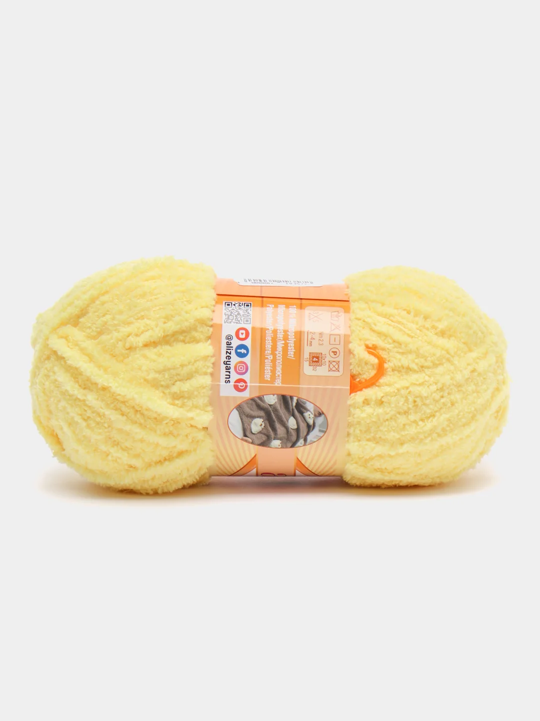 Светло-жёлтый пряжа плюшевая Alize Softy, микрополиэстер, 50 г, 115 м