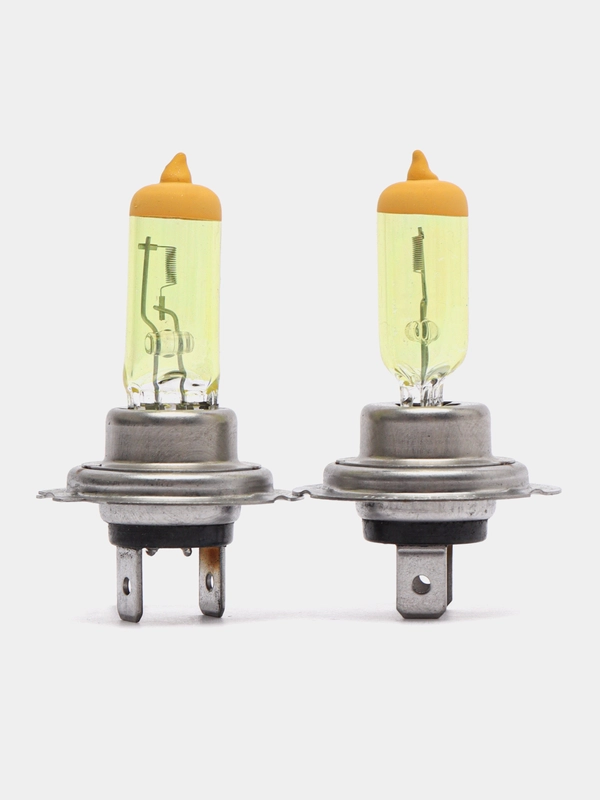 Лампа автомобильная Super Yellow 2400K H1 H3 H4 H7, 12V, 55W, 2 штуки