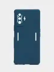 Синий чехол для Xiaomi Poco F4 GT (Поко Ф4 Джити) силиконовый, черный, матовый, с защитой камеры